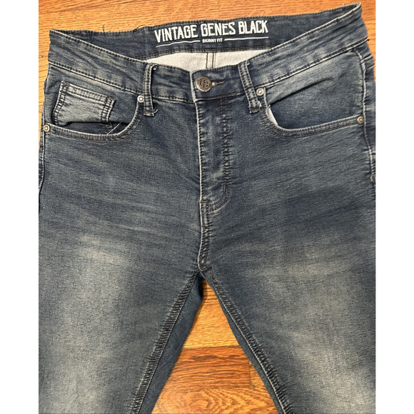 Vintage Genes Black Jeans Blue Skinny Fit 32x32 - Picture 3 of 8